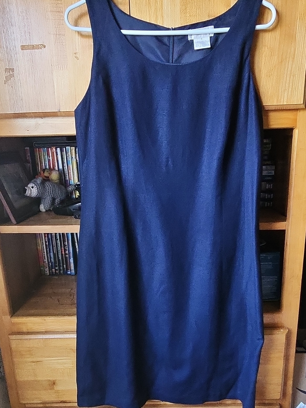 Worthington Navy Linen/Rayon Shift Knee Length Dress Sz 6 Linen Rayon Excellent
